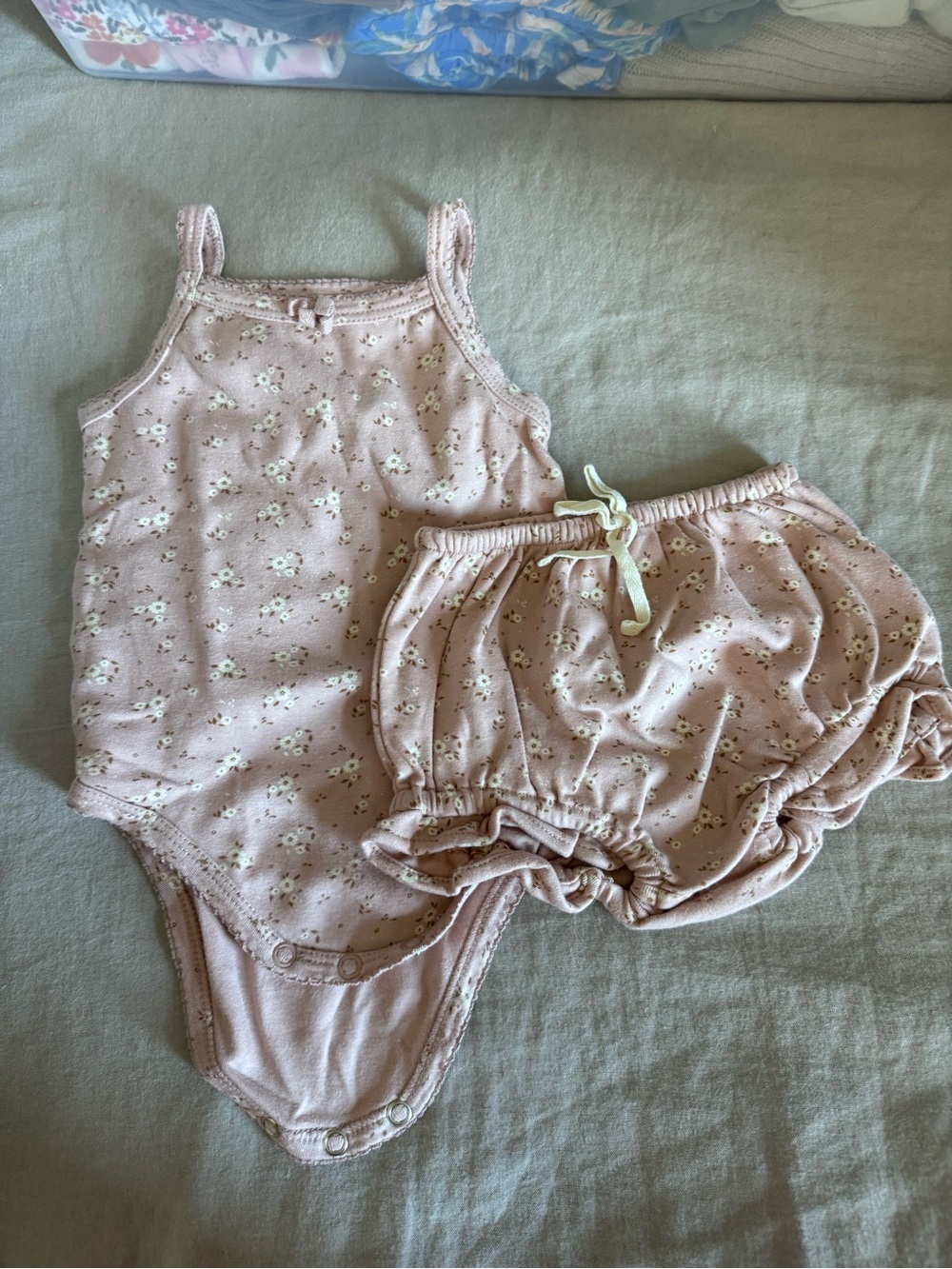 Jamie Kay Pink Floral Tank Bodysuit with Matching Bloomers